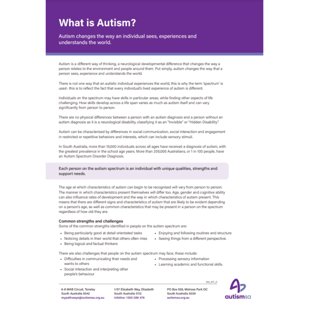 What is autism information leaflet